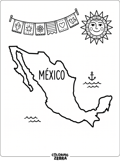 Map of Mexico with a cheerful banner
