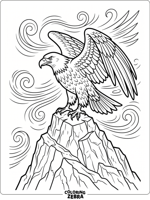 A mighty eagle standing on a rocky peak
