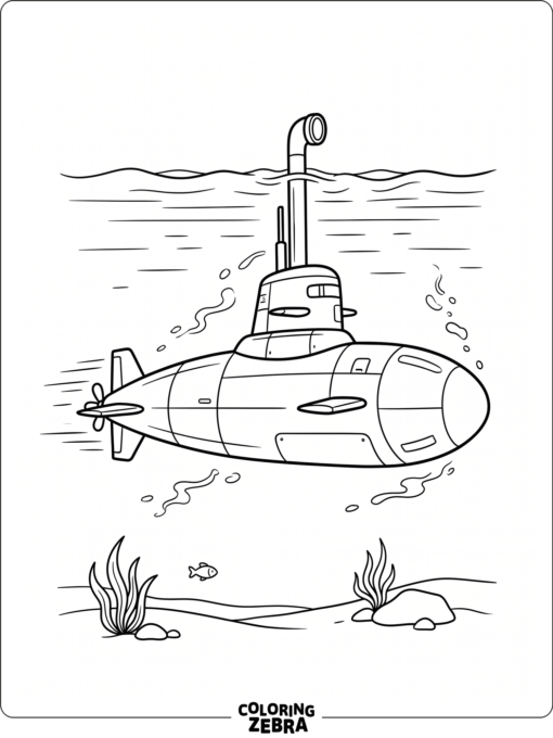 A military submarine moving beneath the water