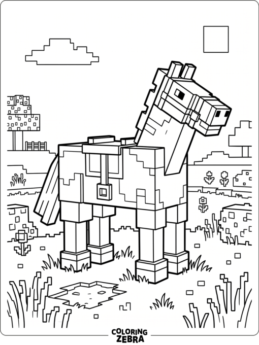 A blocky horse standing in a grassy field