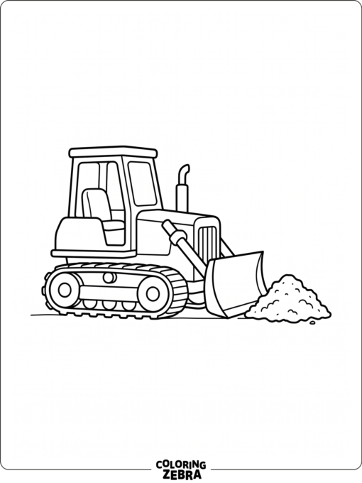 A small bulldozer beside a dirt pile