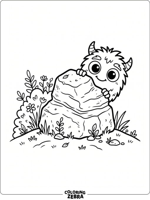 A small monster peeking from behind a rock
