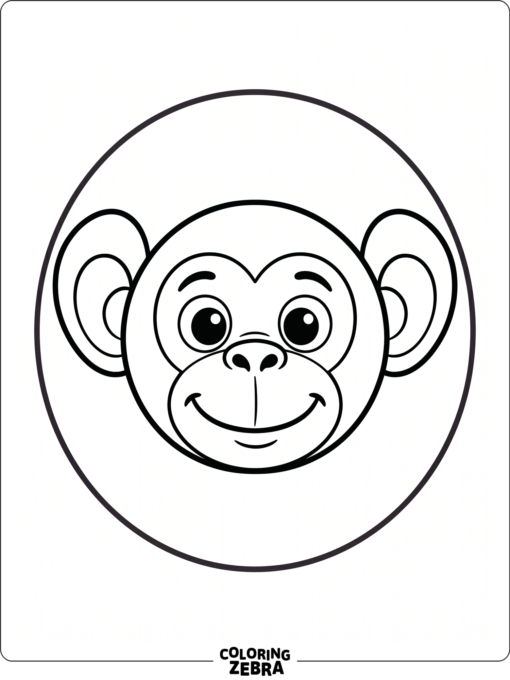 A monkey face with big ears and a simple outline