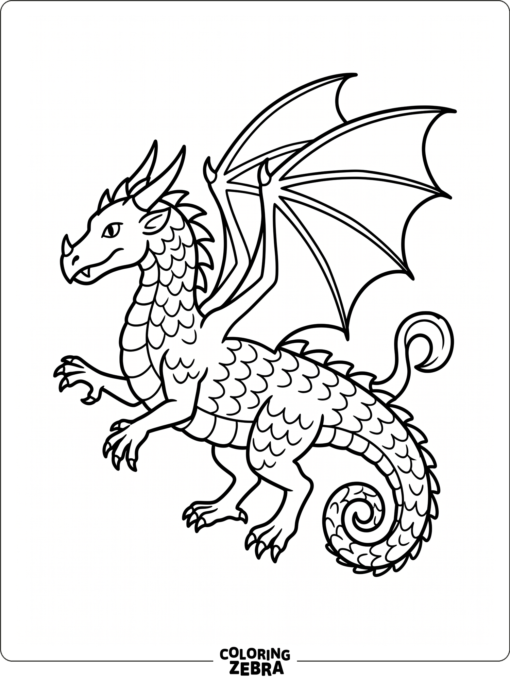 A dragon monster with wings and a curled tail