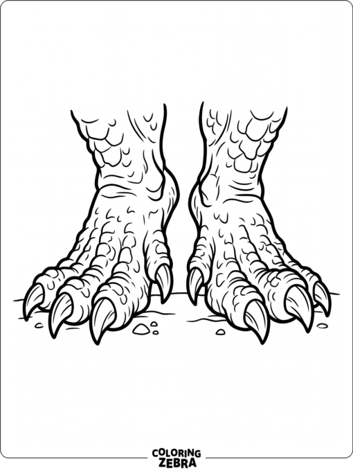 A pair of monster feet with claws and chunky toes