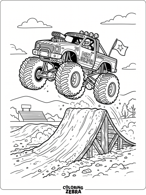 Monster Truck Jumping Over A Ramp