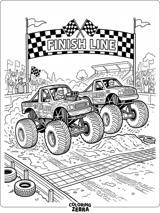 Monster Trucks Racing To The Finish