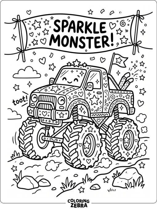 Sparkly Monster Truck With Stars