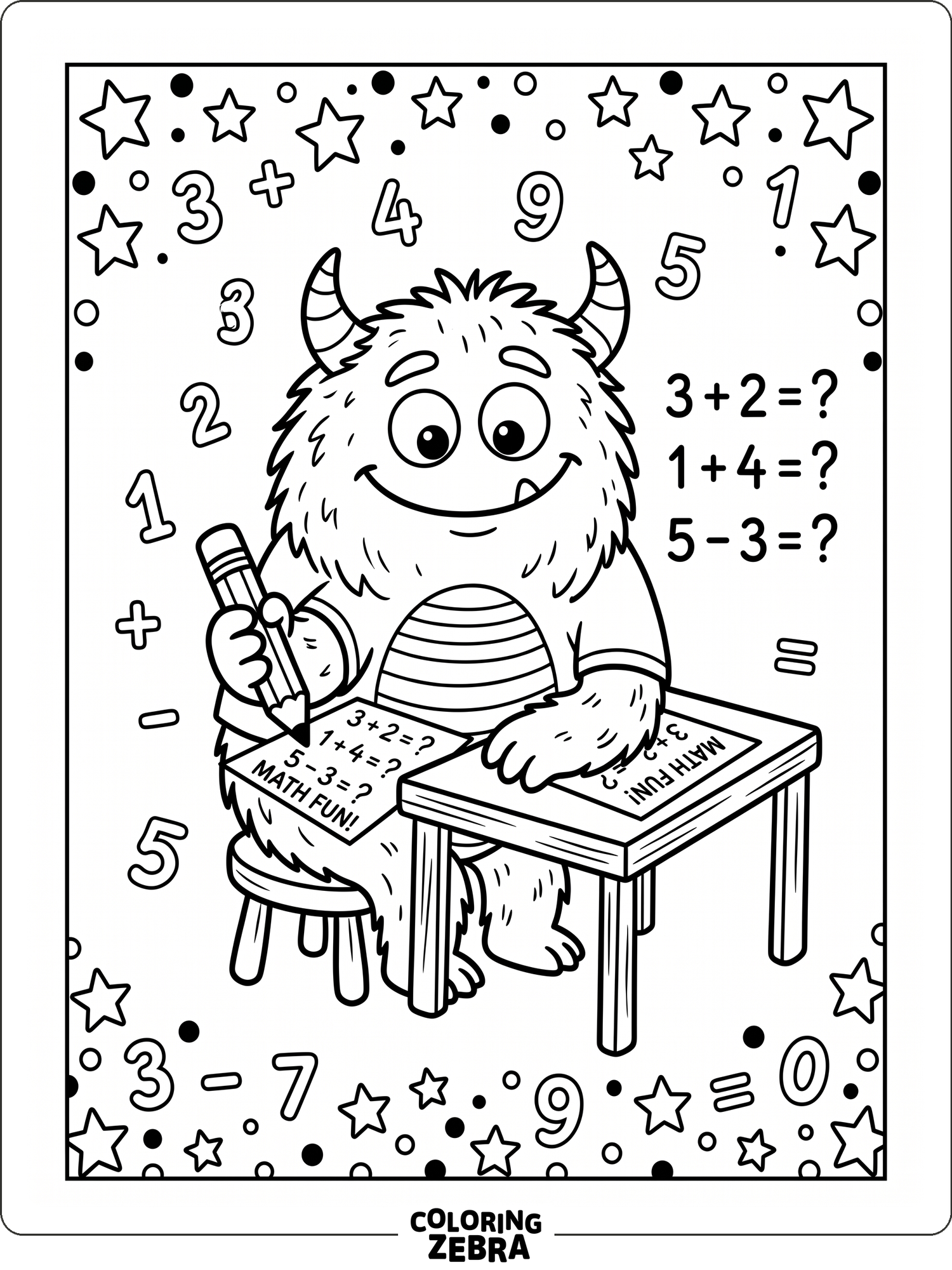 Una hoja de ejercicios de matemáticas con un diseño limpio, en la que aparecen números, símbolos y una calculadora