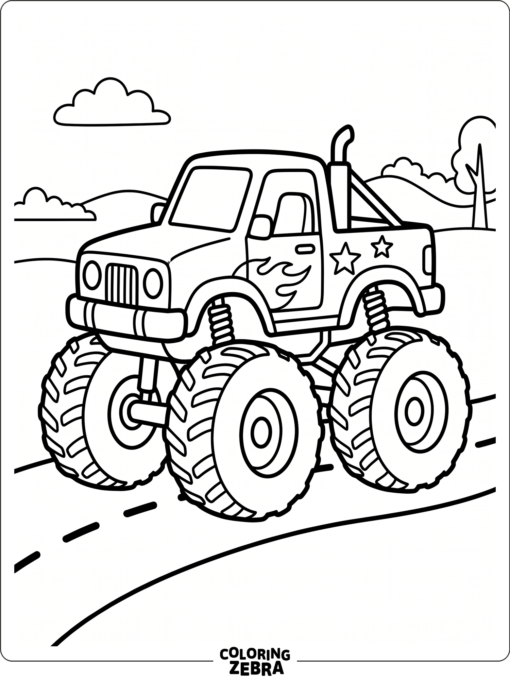 A simple monster truck with large wheels