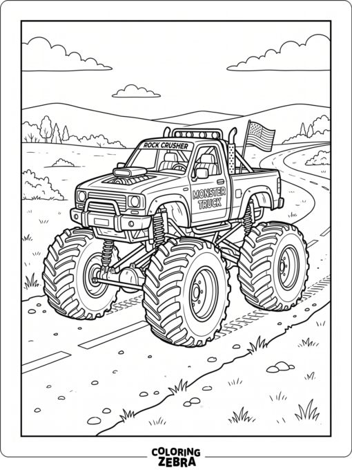 A monster truck with very large wheels