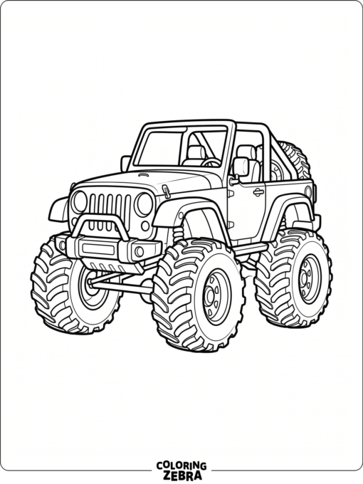 A monster truck styled like a rugged jeep