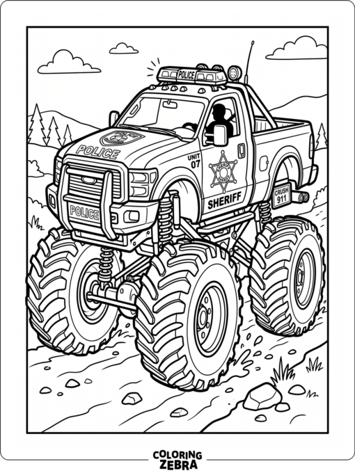 A police monster truck with huge tires