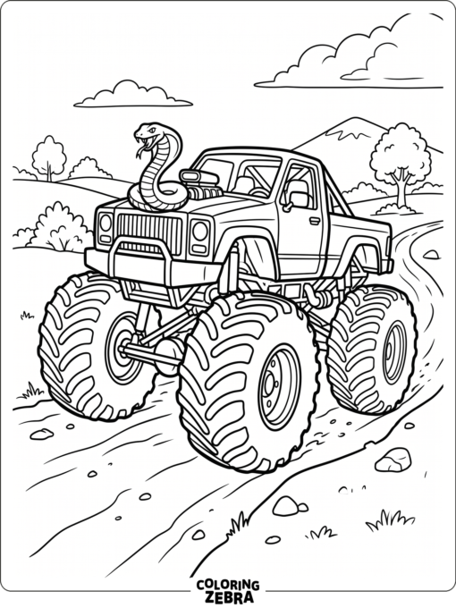 A monster truck with snake-inspired details
