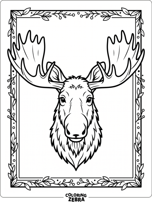 A moose head with wide antlers and a clean outline