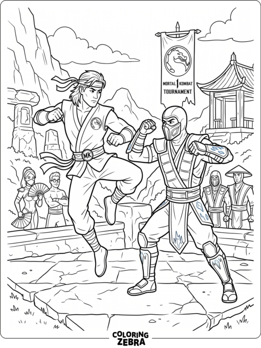 Mortal Kombat 1 fighters in a simple tournament scene