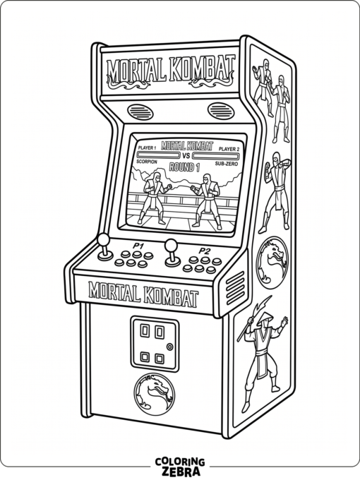 Arcade machine with joystick and game screen