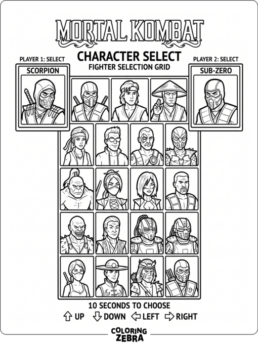 Character select screen with fighter portraits in a grid