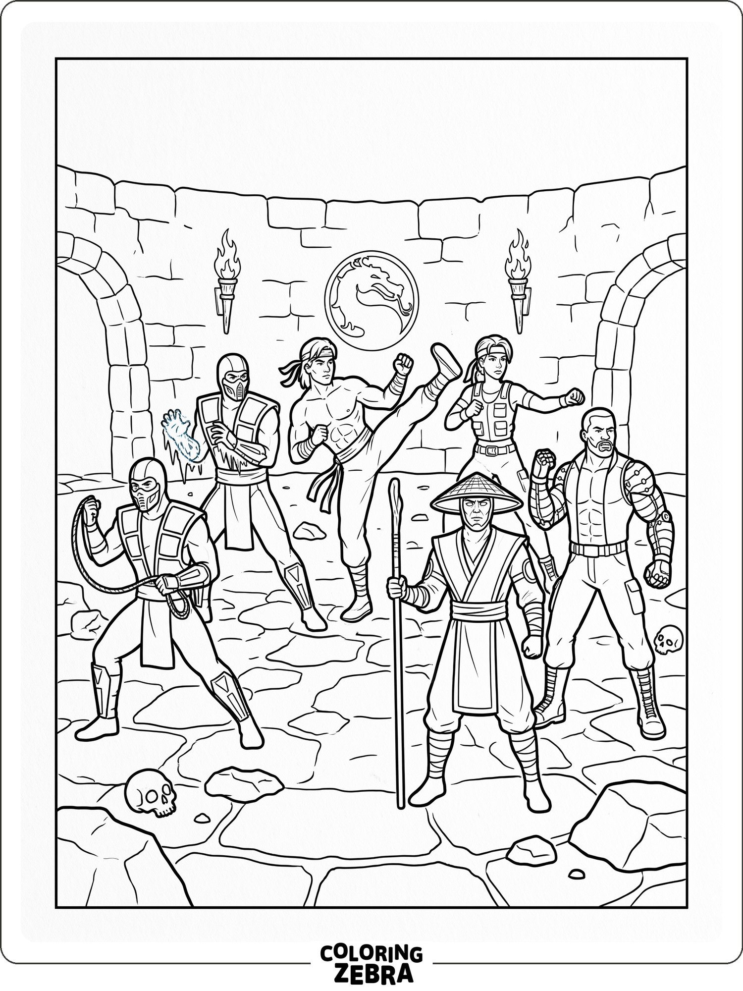 Mortal Kombat fighters standing in a clean arena scene