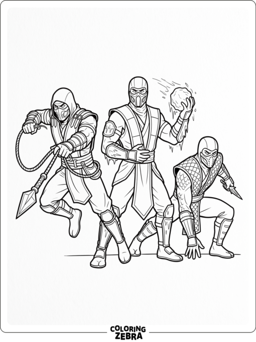 Mortal Kombat ninja characters in a clean group pose