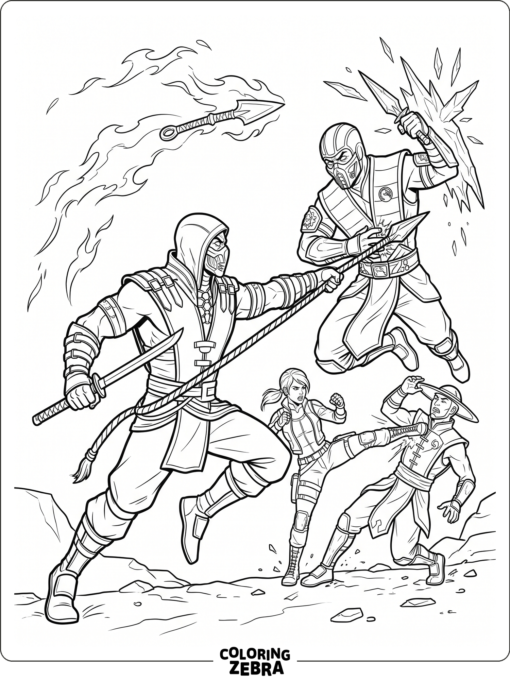 Mortal Kombat X fighters in a bold action scene