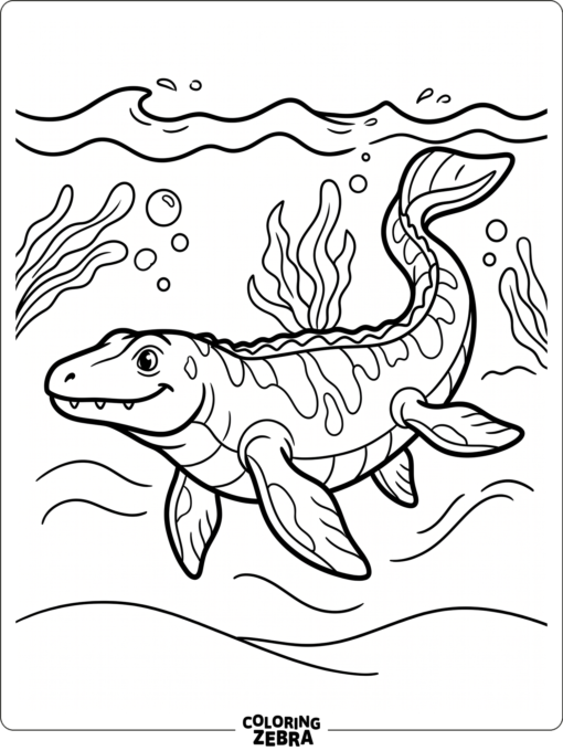 A simple mosasaurus floating in water