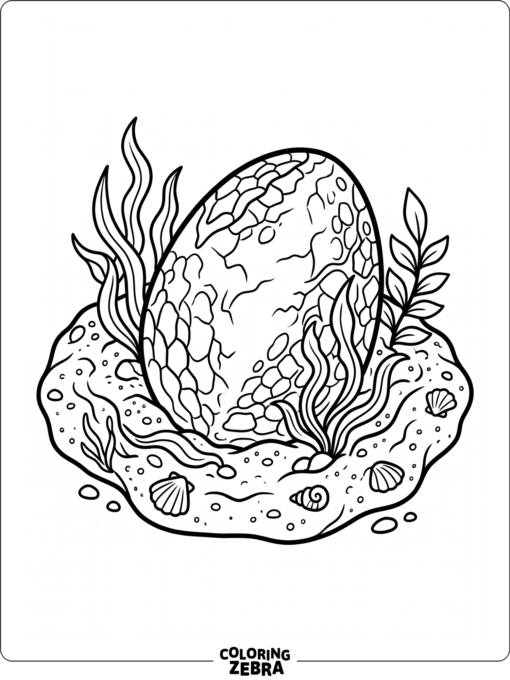 A mosasaurus egg in a sandy nest