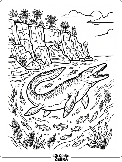 A mosasaurus in a prehistoric ocean