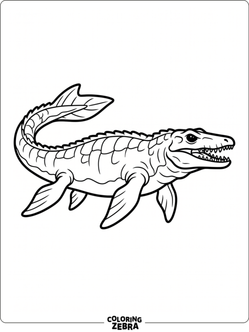 A mosasaurus side view with a clean outline