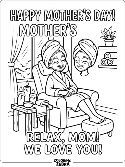 Mother relaxing with a face mask, towel, and candles