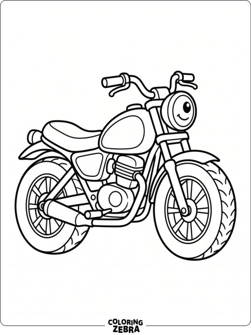 A friendly motorcycle with simple shapes