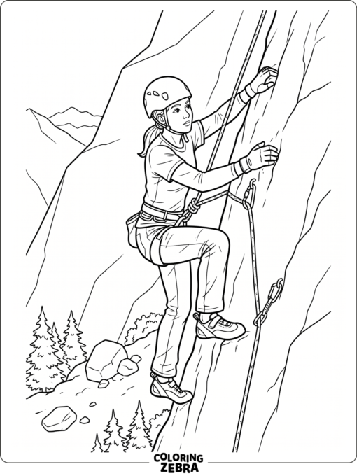 A mountain climber scaling a steep rock face