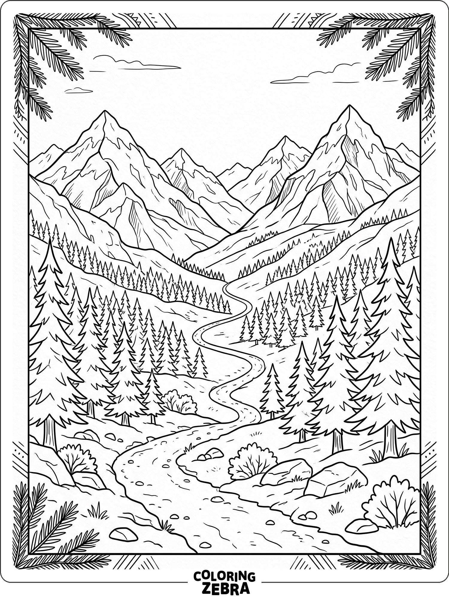 A wide landscape with hills, trees, and mountains