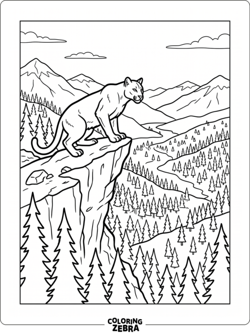 A mountain lion sitting on a cliff