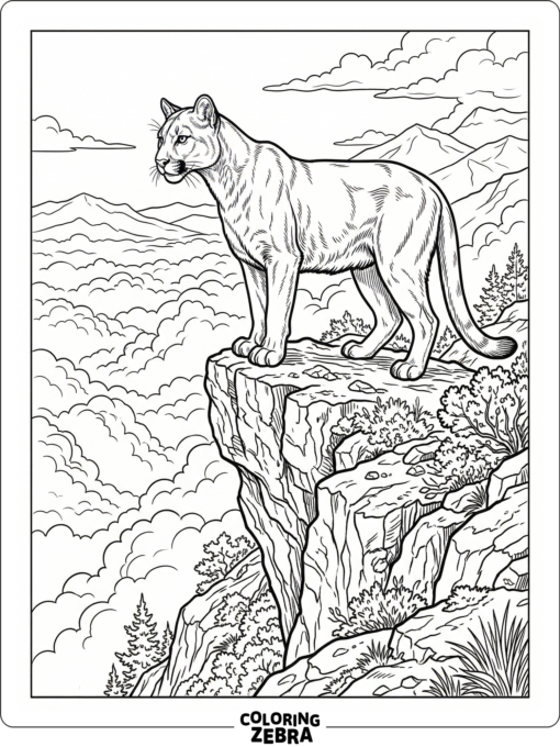 A mountain lion on a cliff edge