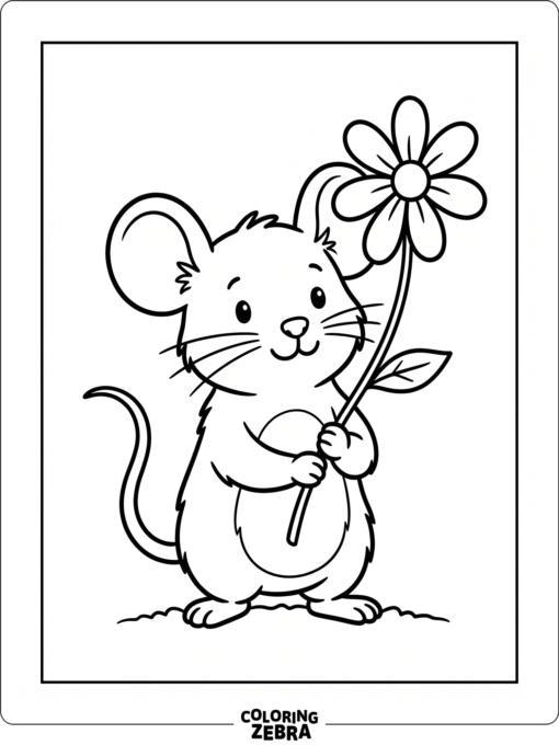 A mouse holding a single flower