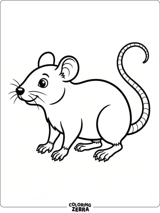 A simple mouse outline with tail, ears, and feet