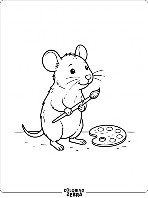 A mouse holding a paintbrush and palette