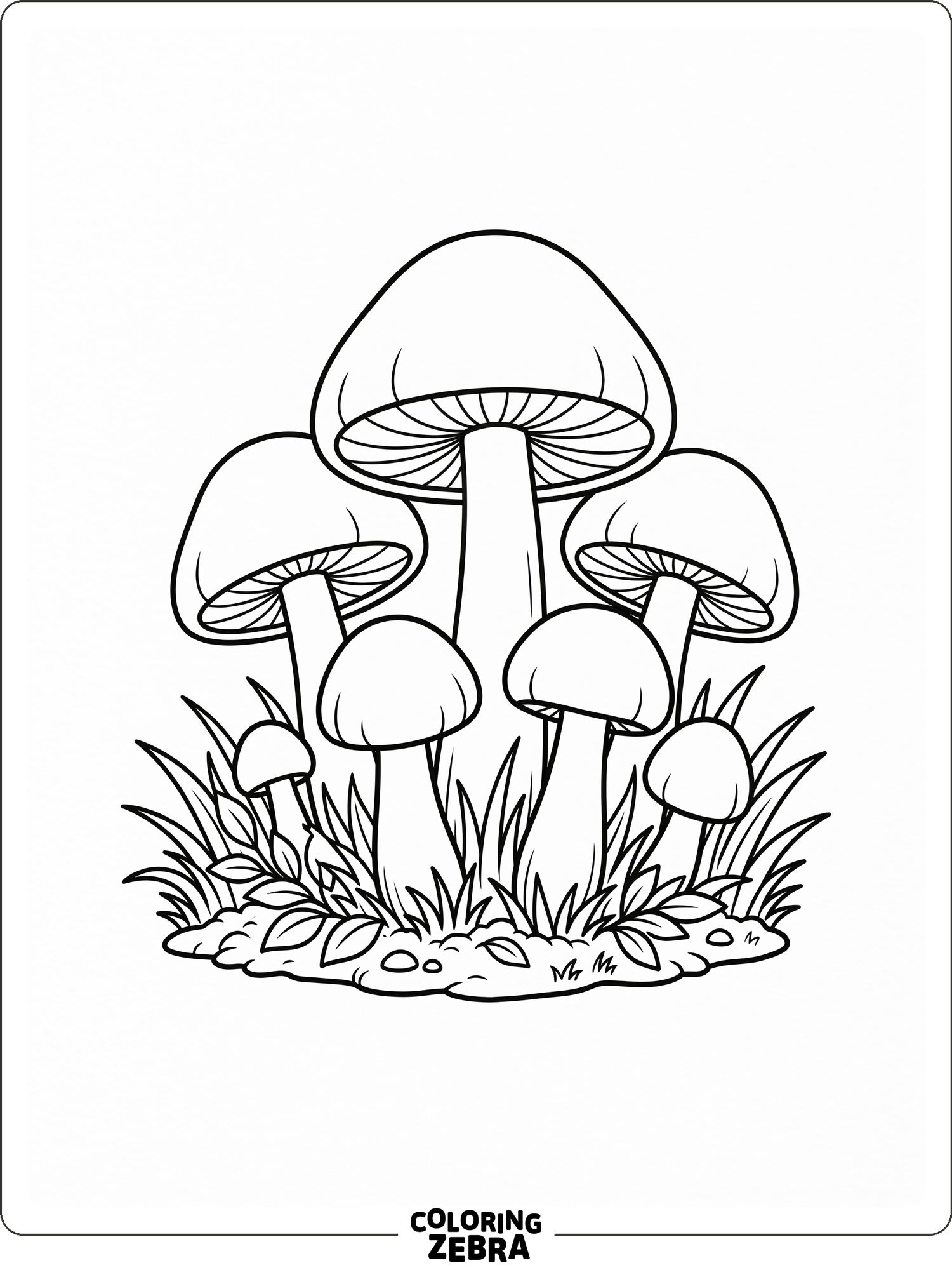 A small group of mushrooms with clean outlines and open spaces