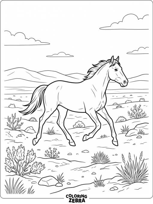 A mustang trots across open plains