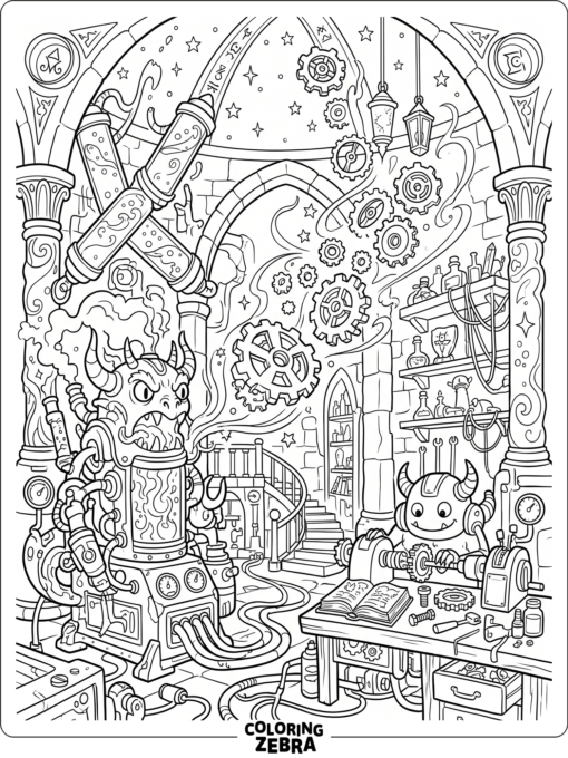 Floating gears and crystal machines in a workshop