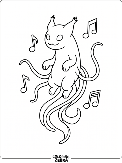A floating Ghazt with long tendrils and music notes