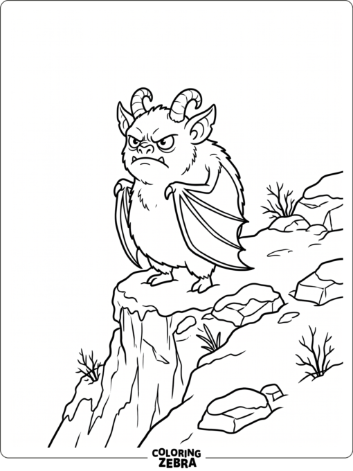 Winged monster standing on a snowy cliff