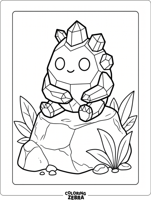 Crystal monster with faceted body on a rock