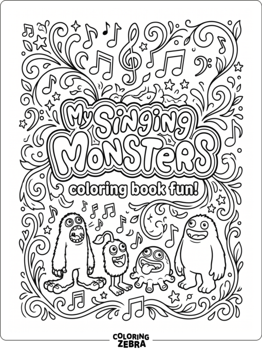 Decorative logo with musical notes and swirls