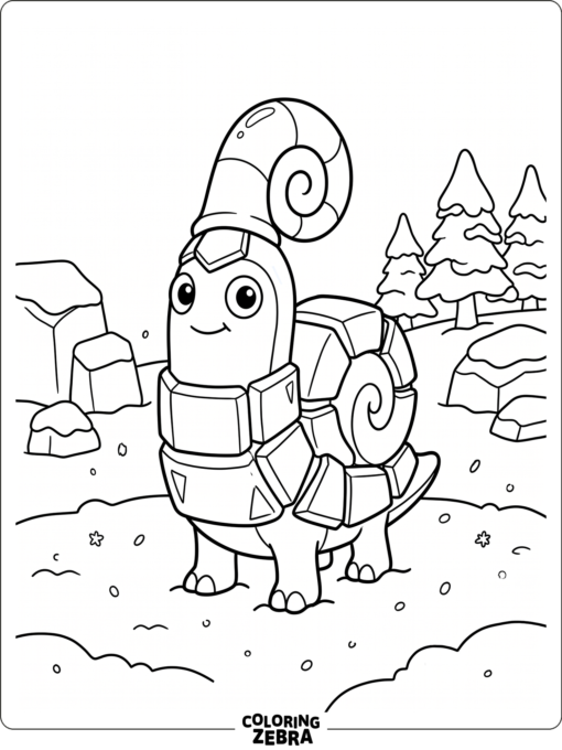 Horned monster in icy armor on snow