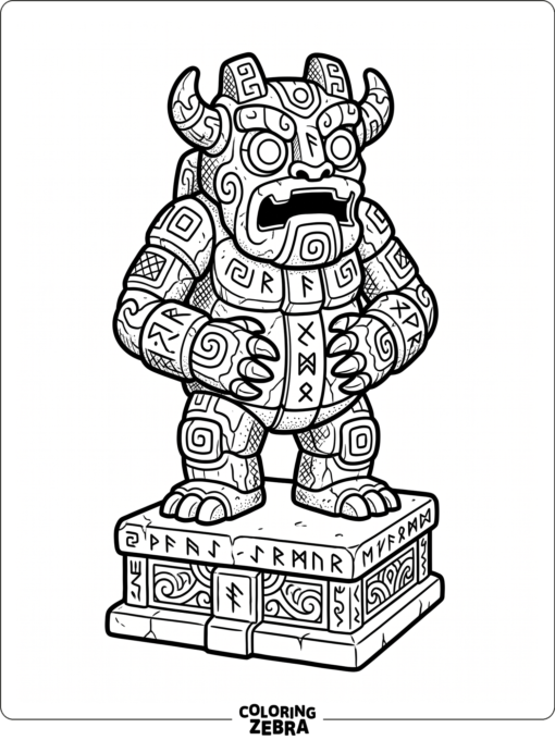 A carved Wublin statue on a small altar base