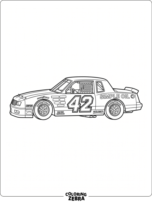 A stock car with a large number on the door