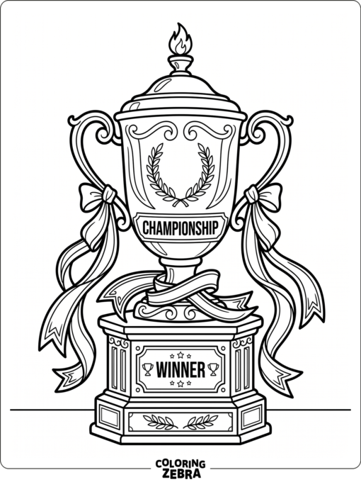 A championship trophy on a simple pedestal