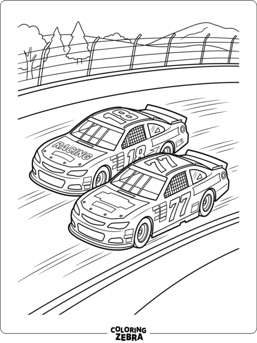 Two race cars drafting close together
